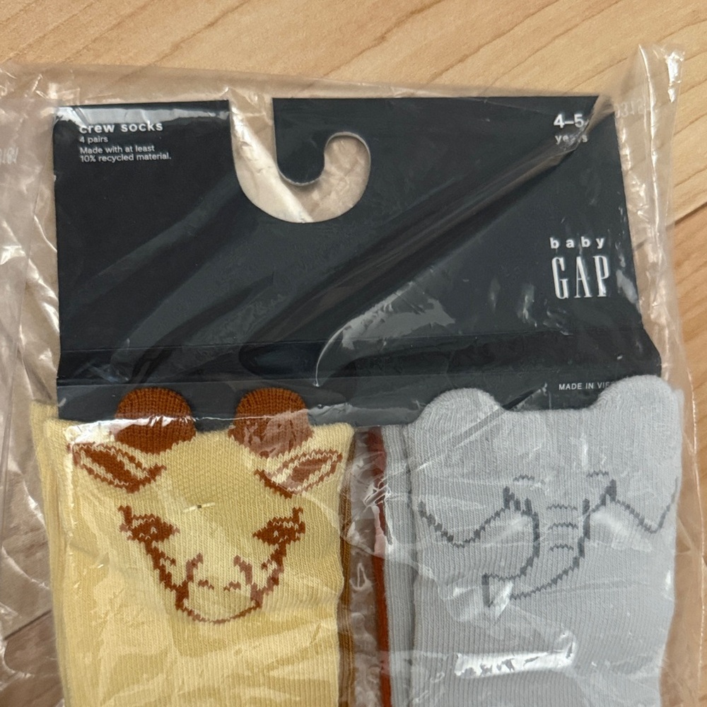 GAP Kids Marled Crew Socks (4-pack) & Toddler Animal Crew Socks (4-Pack) Sz 4-5 - Picture 4 of 4